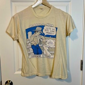 VTG Texas Tops single stitch ivory Bubba-n-Spot graphic tee sz L